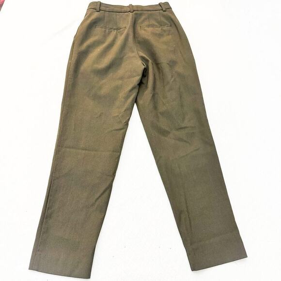 Babaton Olive Green Pleated Slacks Pants Skinny Fit Size 00 - Picture 3 of 9